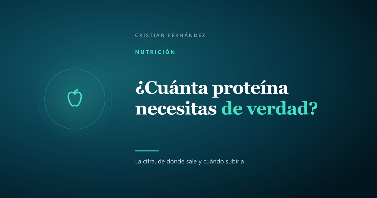 Icono de nutrición sobre fondo oscuro, ilustrando un artículo sobre cuánta proteína hace falta al día